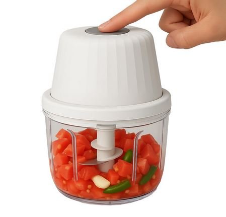 bkk 400ml electric food chopper, usb type c rechargeable cordless mini food processor, 6 stainless steel blades, one touch operation garlic onion cutter, portable and easy to clean white