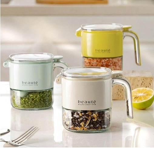 enakshi® glass spice jar pepper can reusable seasoning jar for farmhouse sugar pepper grey home & garden kitchen, dining & bar kitchen storage & organization spice jars & racks